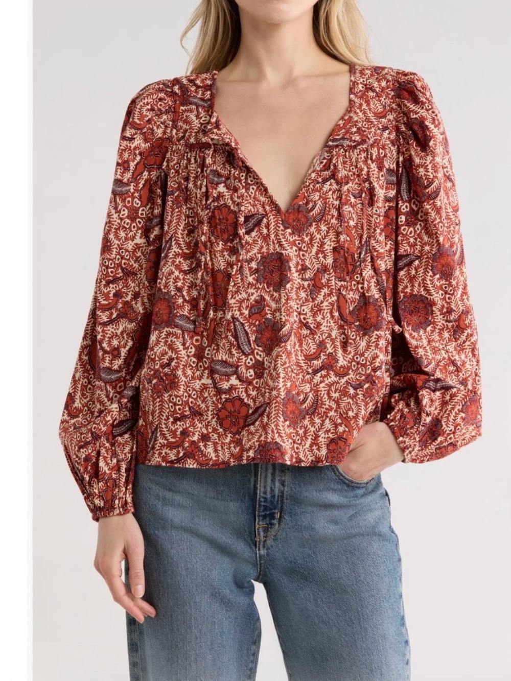 Ulla Johnson Issa Rust Floral Peasant Blouse